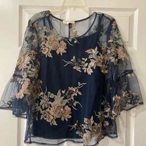 Beautiful blue sheer blouse